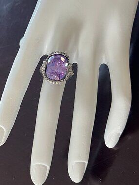 Vintage ESPO 925 Tanzanite & CZ Cocktail Ring size 6